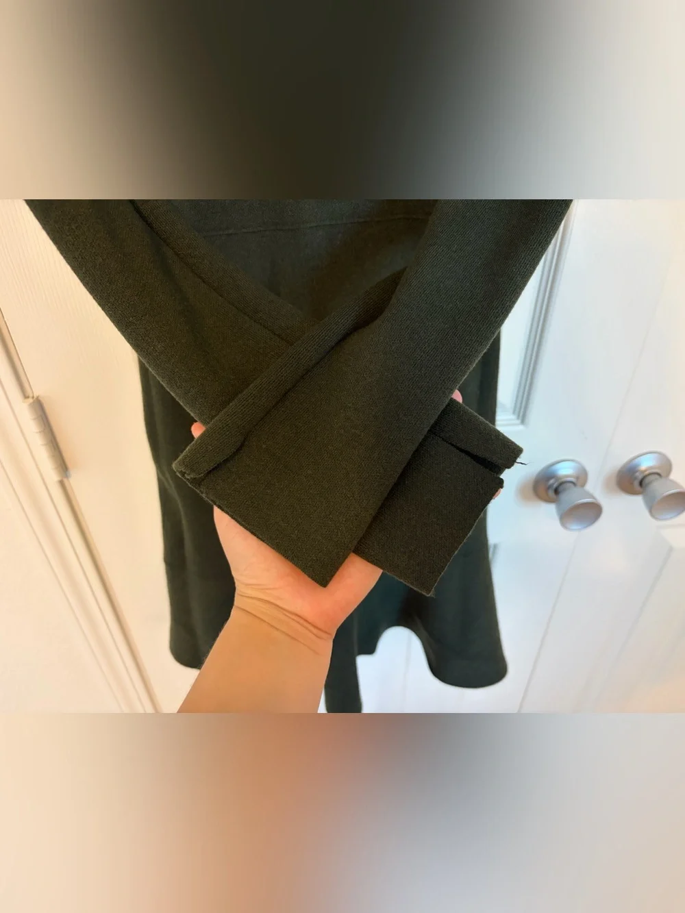 Zara Knit Dark Green Long Sleeve Dress with Gold Buttons Size L - Picture 7 of 12